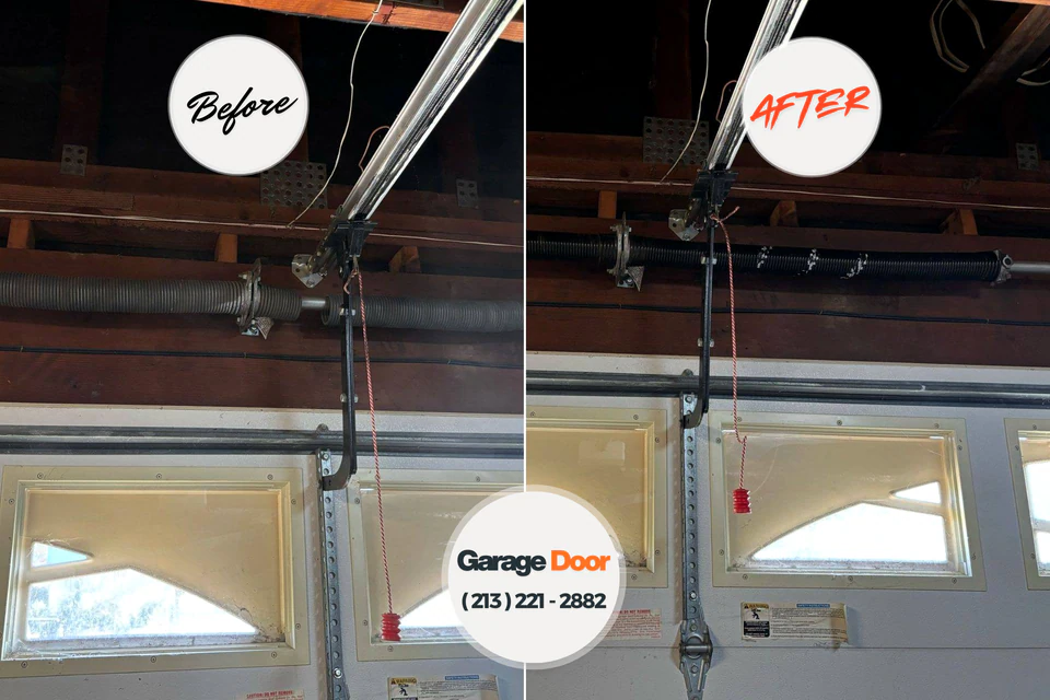 Before and after: garage door repair Del City, OK